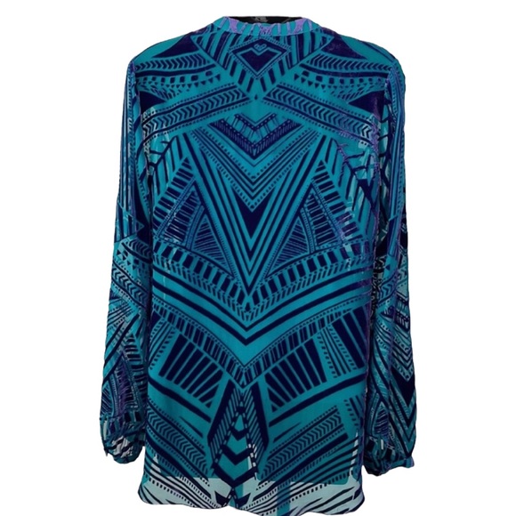 HALE BOB top in teal& deep purple velvet, beading at v neck line, small, EUC - Picture 4 of 12